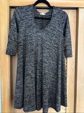Rolla Coster Women's Gray Marled V-Neck Long Sleeve Swing Dress